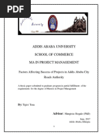 Addis Ababa University School of Commerce Ma in Project Management