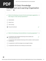 DWO Unit 12 Quiz - Knowledge Management and Learning Organization