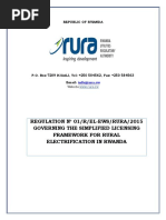 Regulation N 01/R/EL-EWS/RURA/2015 Governing The Simplified Licensing Framework For Rural Electrification in Rwanda