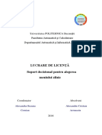 Lucrare de Licenţă Suport Decizional Pentru Alegerea Meniului Zilnic