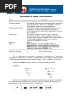 Aors Mord P: Worksheet in Grade 5 Mathematics Name: - Section