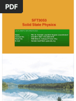 SFT3053 Solid State Physics: Lecturer'S Informations