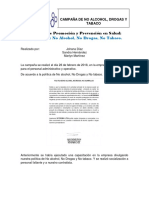 Informe Campaña de No Alcohol, Drogas y Tabaco.