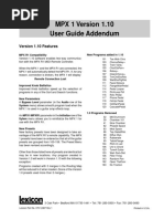 MPX 1 Version 1.10 User Guide Addendum