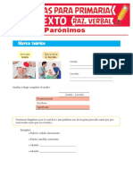 Parónimos Ejercicios para Sexto Grado de Primaria PDF