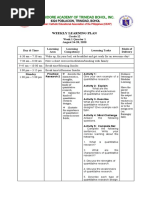 St. Isidore Academy of Trinidad Bohol, Inc.: Weekly Learning Plan