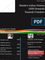 Modern Indian History 1939 Onwards Towards Freedom: Compiled By-Pratik Nayak