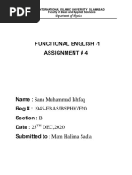 Functional English - 1 Assignment # 4: Department of Physics