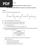 AS 90698 Describe Aspects of Organic Chemistry COLLATED POLYMER QUESTIONS - Polyesters, Polyamides and Peptides