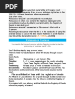 Reissuance Process - Lost Owner's Duplicate