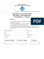 English Language Test Reading and Writing: (Test Booklet A1 - Version 3)