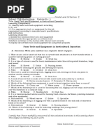 Farm Tools and Equipment in Horticultural Operation: A. Direction: Write Your Answers On A Separate Sheet of Paper