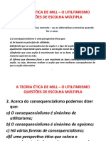 A Teoria Ética de Mill - o Utilitarismo - Questões de Escolha Múltipla