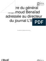 Lettre Du Général Mahmoud Benaïad Adressée Au Directeur Du Journal L'Italie 1875