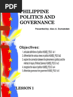 Philippine Politics and Governance: Presented By: Alex A. Dumandan