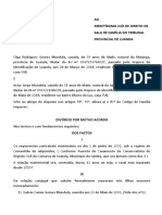 AO Meretíssimo Juíz de Direito de Sala de Família Do Tribunal Provincial de Luanda