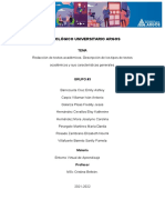 Redacción de Textos Académicos. Descripción de Los Tipos de Textos Académicos y Sus Características Generales. EVA - U4