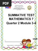 Summative Test Mathematics 7 Quarter 2 Module 3-4: Name: - GRADE & SECTION