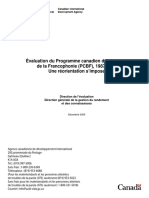 Évaluation Programme Canadien Bourses Francophonie