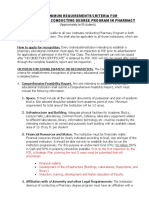 Minimum Requirements For Establishment of Pharmacy Institutions