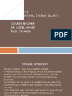 Course Title: Organizational System (Em-501) Course Teacher: Dr. Aqeel Ahmed PH.D Canada