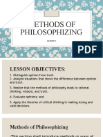 Methods of Philosophizing Lesson 2. For Teaching