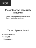 Presentment of Negotiable Instrument