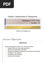 Database Administration & Management: Managing UNDO Data Managing UNDO Data