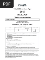 (VCE Biology) 2017 Insight Unit 34 Exam