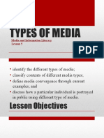 Types of Media: Lesson 5 Media and Information Literacy