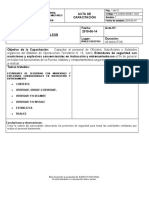 Acta de CAPACITACION ESTANDARES DE SEGURIDAD CON MUNICIONES Y EXPLOSIVOS CONVESIONALES EN INSTRUSION Y ENTRENAMIENTO - 000