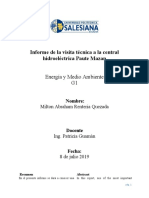 Informe de La Visita Técnica A La Central Hidroeléctrica Paute Mazan