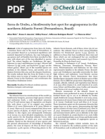 Check List: Serra Do Urubu, A Biodiversity Hot-Spot For Angiosperms in The Northern Atlantic Forest (Pernambuco, Brazil)