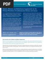 Vitamin, Mineral, and Multivitamin Supplements For The Primary Prevention of Cardiovascular Disease and Cancer