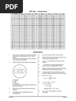 CET Test Questions - Answer Sheet With Explanations