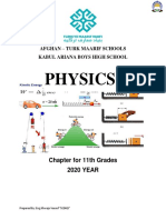 Physics: Afghan - Turk Maarif Schools Kabul Ariana Boys High School For Grade 11