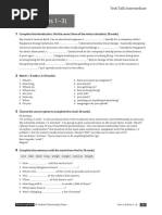 Test A (Units 1-3) : Complete The Introduction. Use The Correct Form of The Verbs in Brackets. (8 Marks)