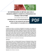 As Contribuições Do Método Aba para o Desenvolvimento Cognitivo e Pedagógico Da Criança Com Autismo