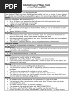 Auburn Pssa Softball Rules: (Revised February 2009)