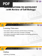 Introduction To Histology (With Review of Cell Biology) : Prepared By: Ian Paulo C. Gigante, RMT LPT MPH