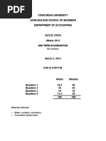 ACCO 310/4: Concordia University John Molson School of Business Department of Accounting