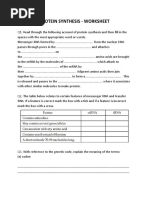 Protein Synthesis - Worksheet