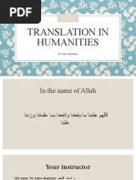 Translation in Humanities - 1st Lecture