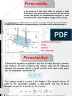 Permeability: G Acceleration Due To Gravity V Velocity U Pressure Where H Total Head