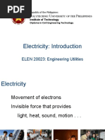 Electricity: Introduction: ELEN 20023: Engineering Utilities