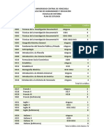 Plan de Estudios Escuela de Historia UCV