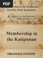 Membership in The Katipunan Kartilla of The Katipunan: Erlyn G. Retoriano Bsa 1 Sched 1