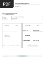 Product Specification: (V) Preliminary Specifications Final Specifications