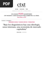 "Bajo Los Diagnósticos Hay Una Ideología, Unos Intereses, Una Economía de Mercado Capitalista" Ctxtes