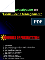 Crime Investigation " Crime Scene Management"